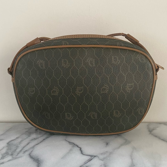 Christian Dior Vintage Crossbody Bag Brown Honeycomb Monogram Coated Canvas - Picture 4 of 12